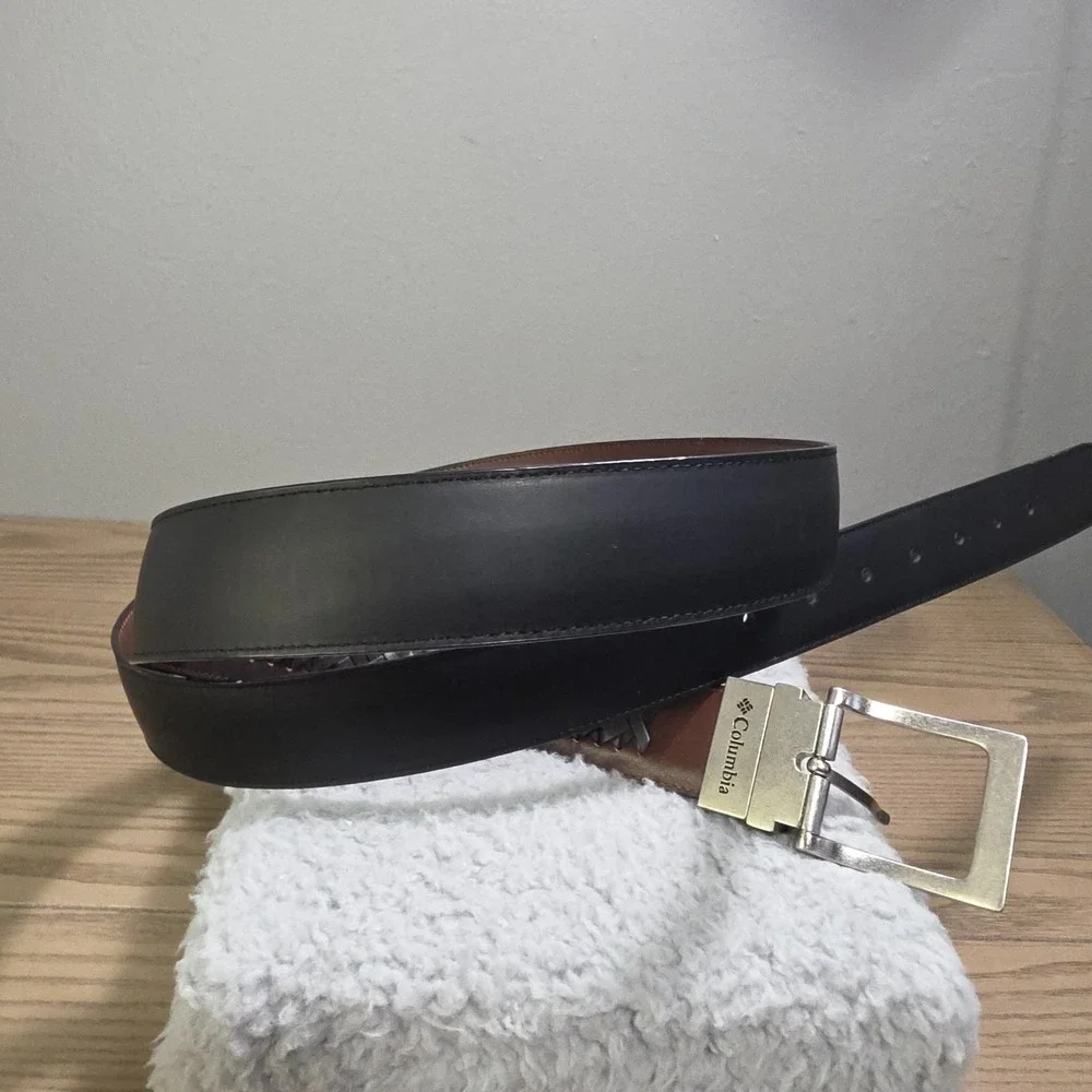 Columbia‎ Men's Size 46 Brown Braided Reversible Leather Belt Black On Reverse